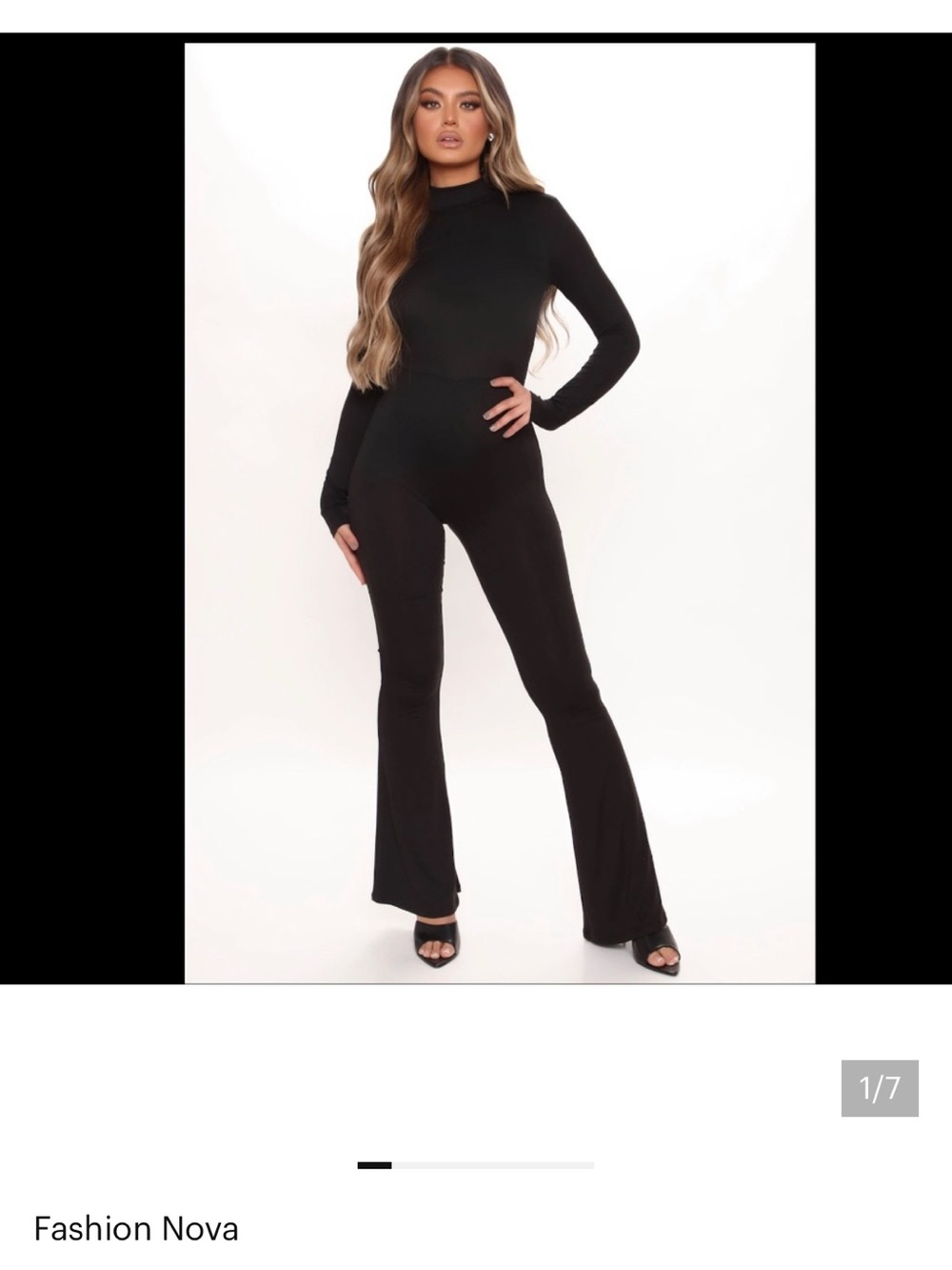 Fashion Nova Black Mock-Neck Flare Jumpsuit